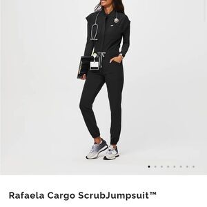 Rafaella Black Cargo Scrub Jumpsuit